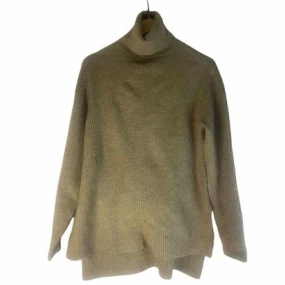 Sweet Romeo Nordstrom Heather Latte Abstract Rib Turtleneck Sweater Small - Picture 2 of 7